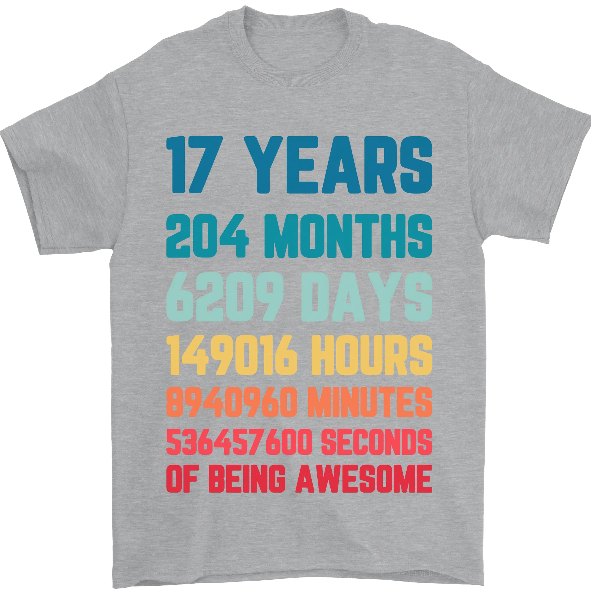 17th Birthday 17 Year Old Mens T-Shirt 100% Cotton