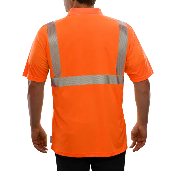 302CTOR Hi-Vis Orange Birdseye Safety Polo Shirt with 3M™ Scotchlite™ Comfort Trim