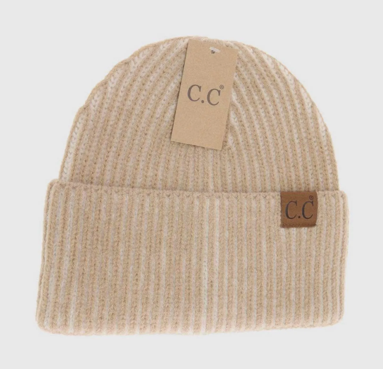 Accessories/Gifts - Contrasting Striped Cuff C.C Beanie