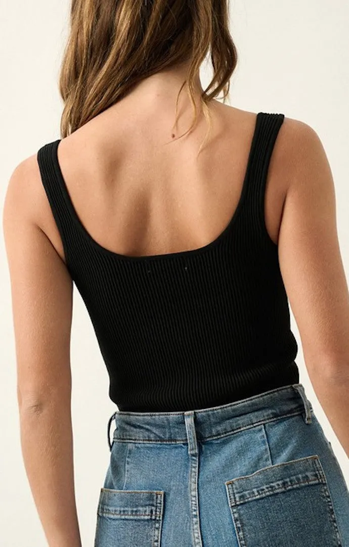 Adrian Black Ribbed Bodysuit