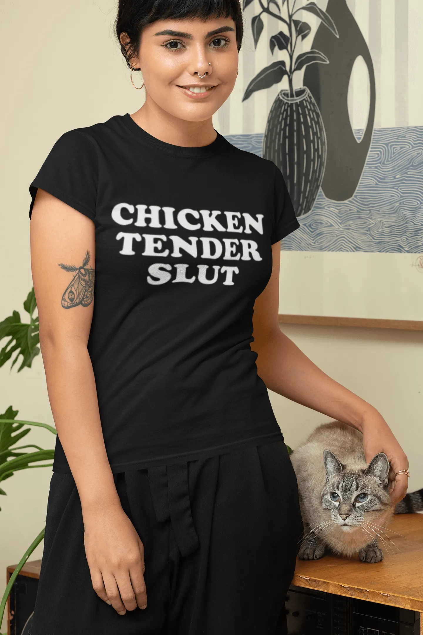 Adult Humor T-shirt Tender Chicken Slut Short Sleeve Ultra Soft Unisex Crew Neck Top