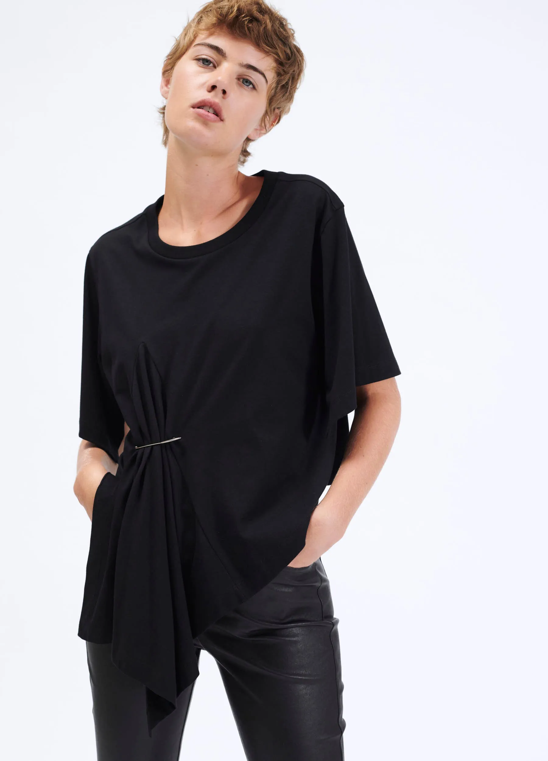 Asymmetrical cotton jersey T-shirt