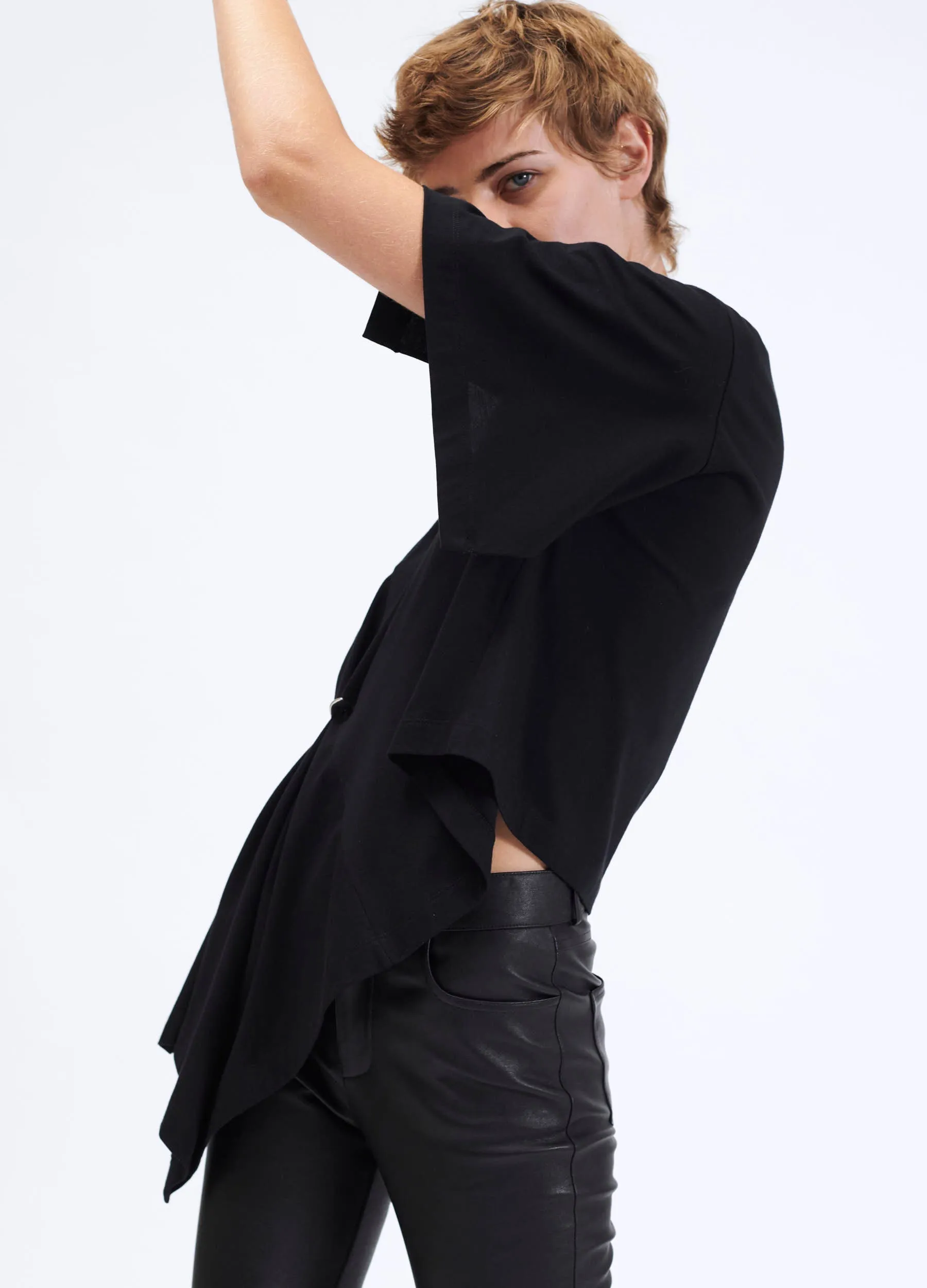 Asymmetrical cotton jersey T-shirt