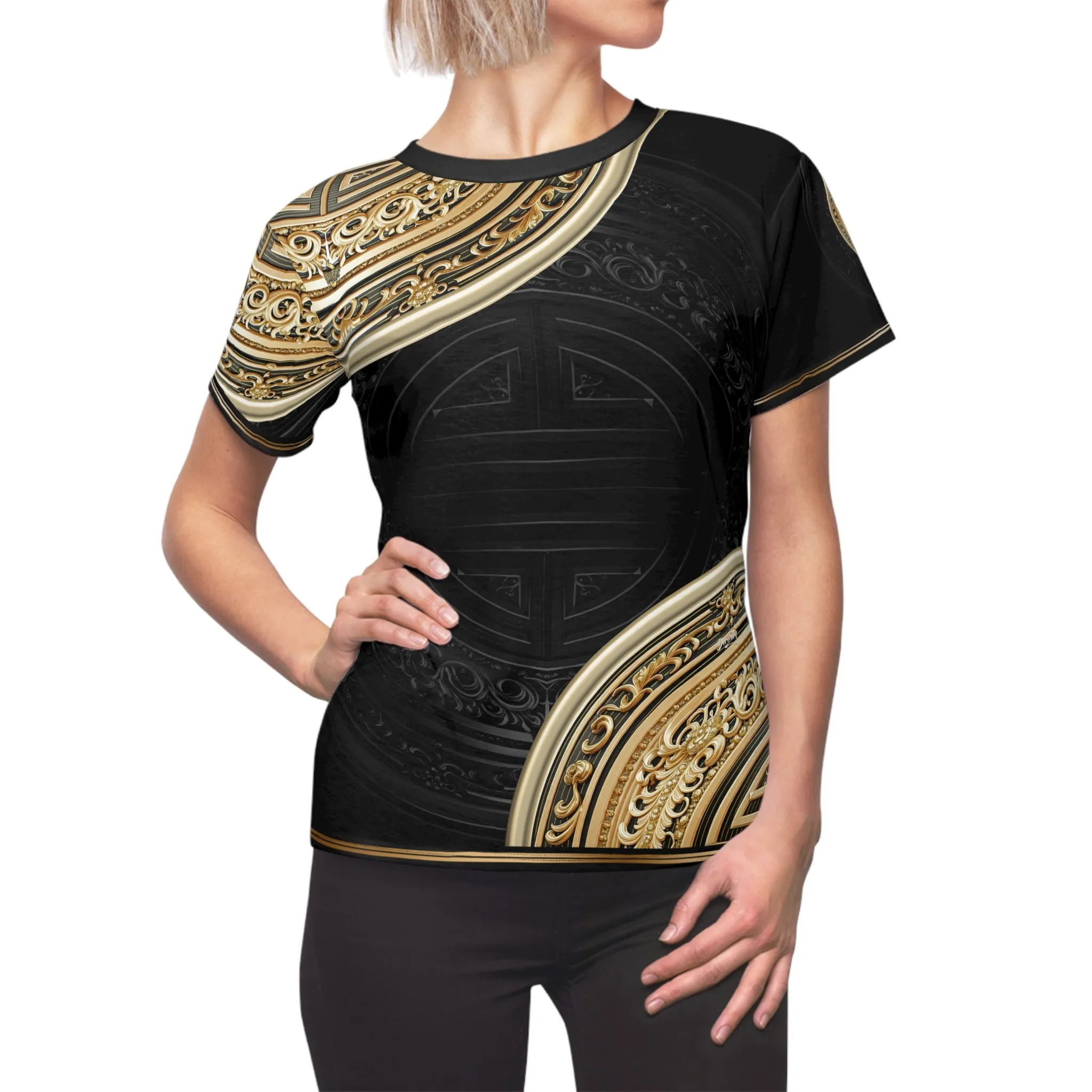 Asymmetrical Mandala T-Shirt Unisex Tee All Over Print T-Shirt Gold Mandala Tee Unisex T-Shirt Black T-Shirt