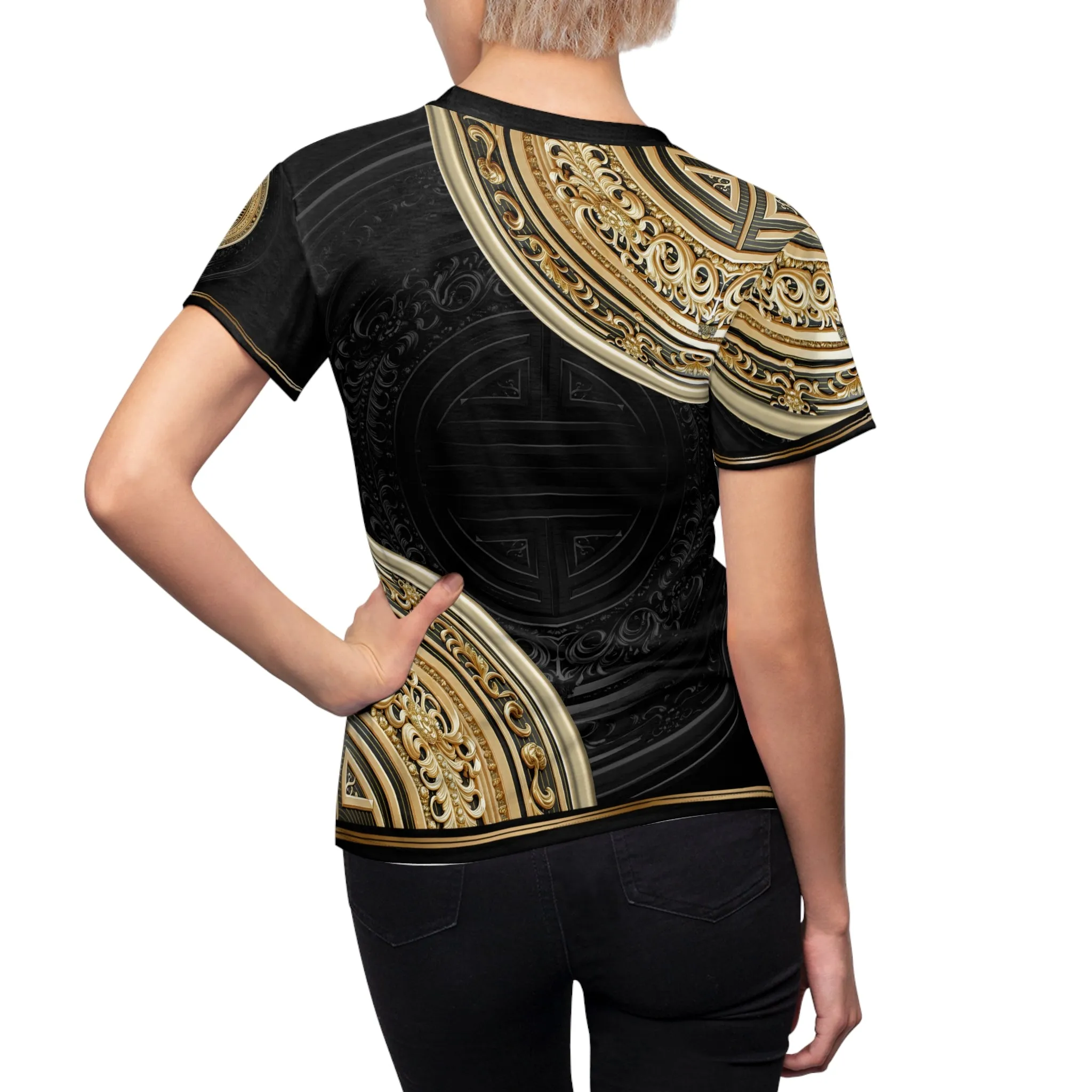 Asymmetrical Mandala T-Shirt Unisex Tee All Over Print T-Shirt Gold Mandala Tee Unisex T-Shirt Black T-Shirt