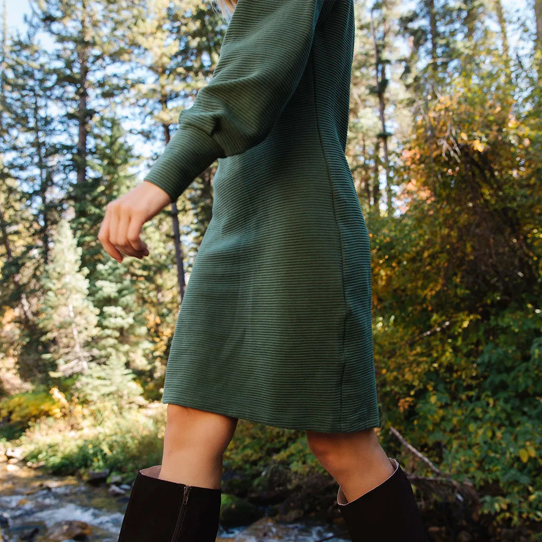 Atlas Ribbed Sweater Dress, Emerald