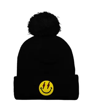 AVIATOR NATION BOLT SMILEY POM POM RIB BEANIE