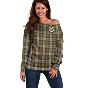 Baillie Dress Tartan Off Shoulder Women Sweater with Family Crest