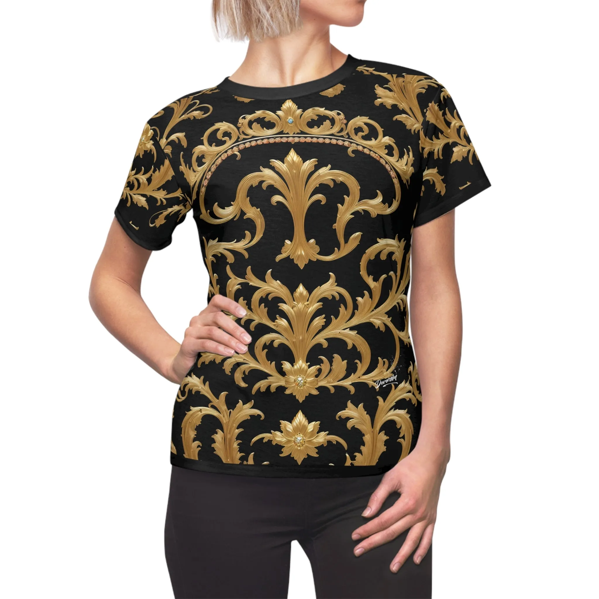 Baroque Gold T-Shirt Unisex All Over Print Tee Gold and Black Unisex T-Shirt | 00019