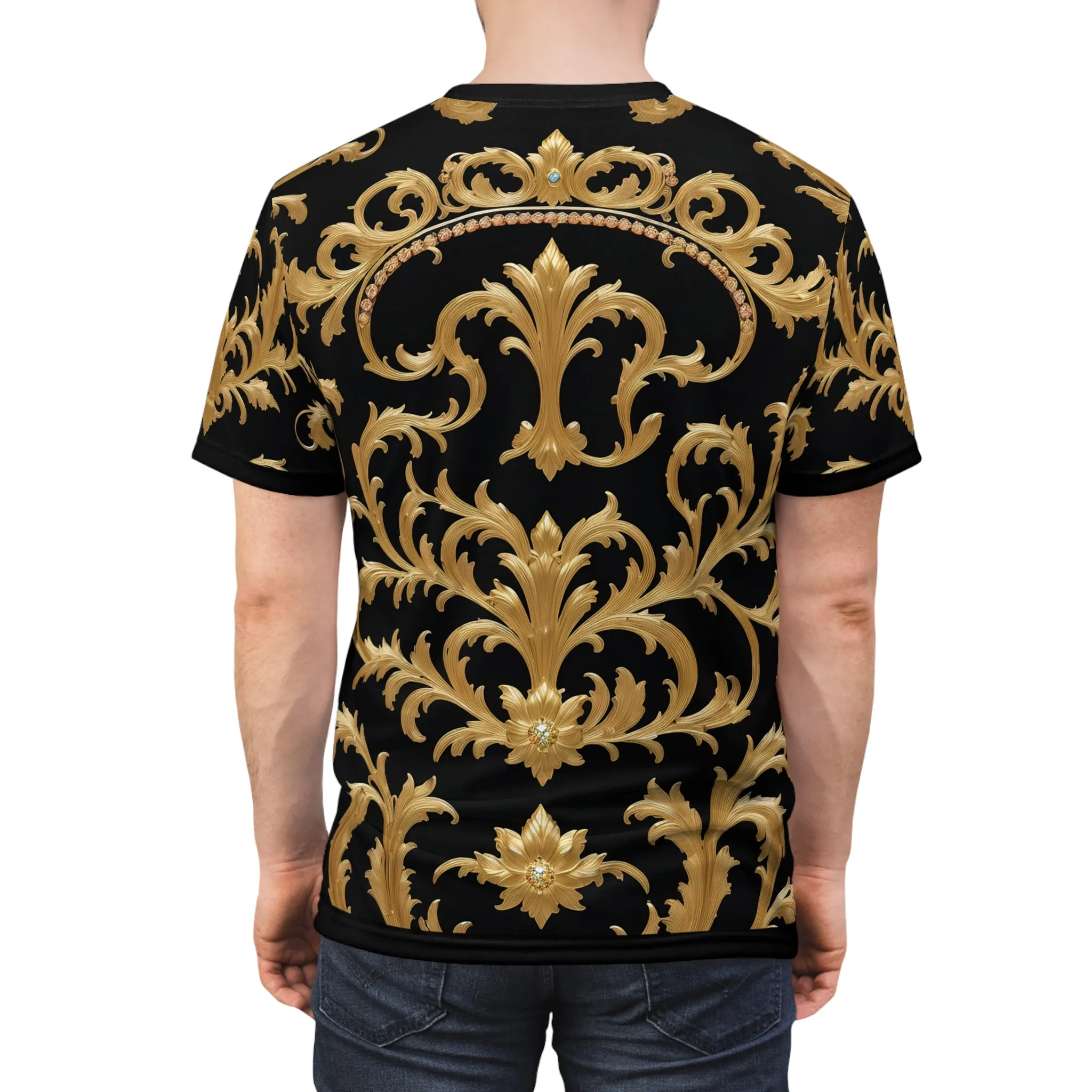 Baroque Gold T-Shirt Unisex All Over Print Tee Gold and Black Unisex T-Shirt | 00019