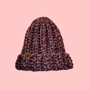 Beanie Chunky Style Yarn Elmore City Dance Brown and Pink