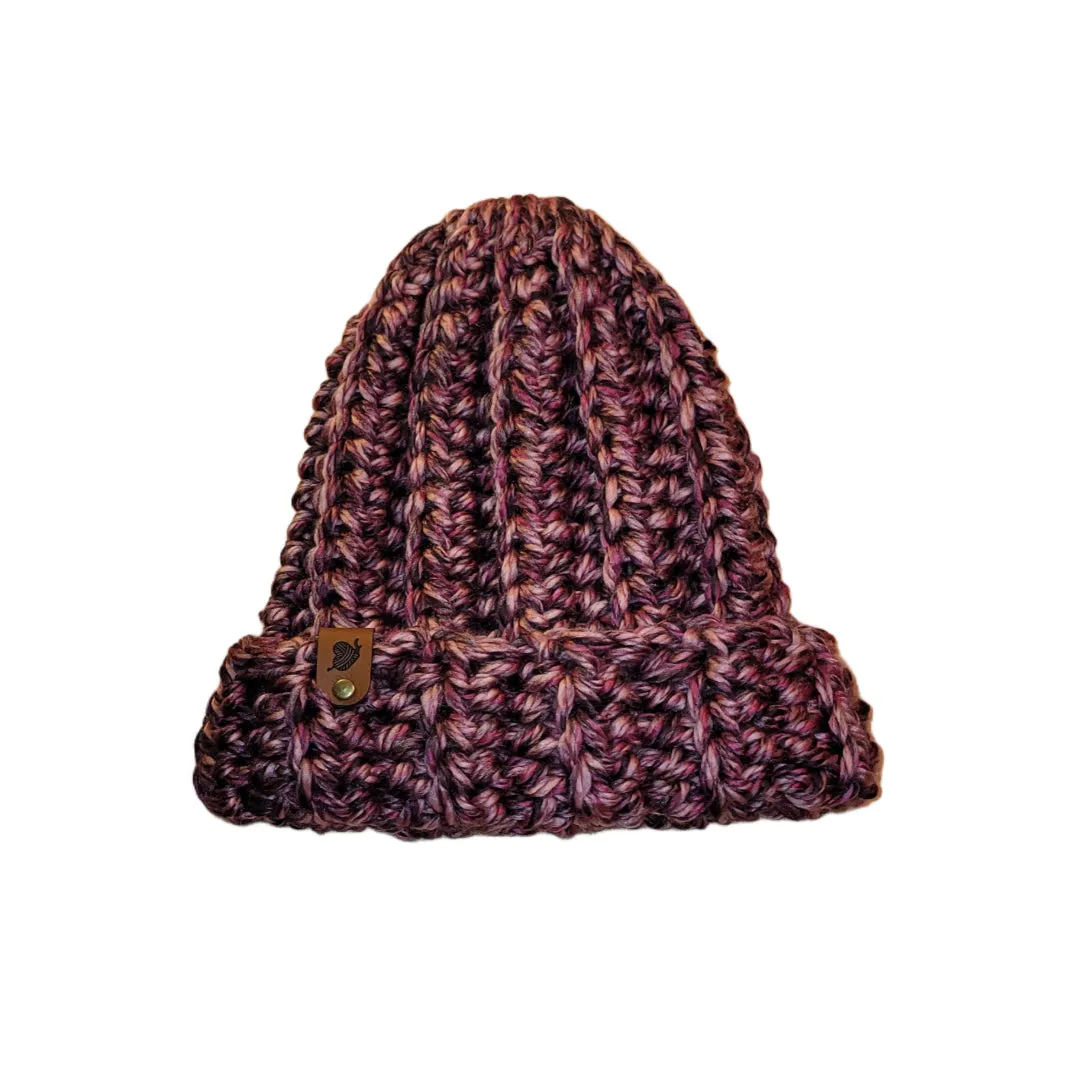 Beanie Chunky Style Yarn Elmore City Dance Brown and Pink