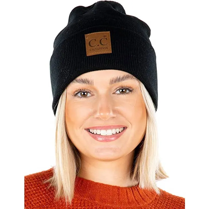 Beanie w/Suede Patch- assorted colors