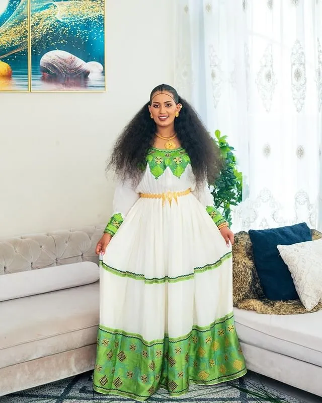 Beautiful Green Habesha Kemis Stunning Habesha Dress