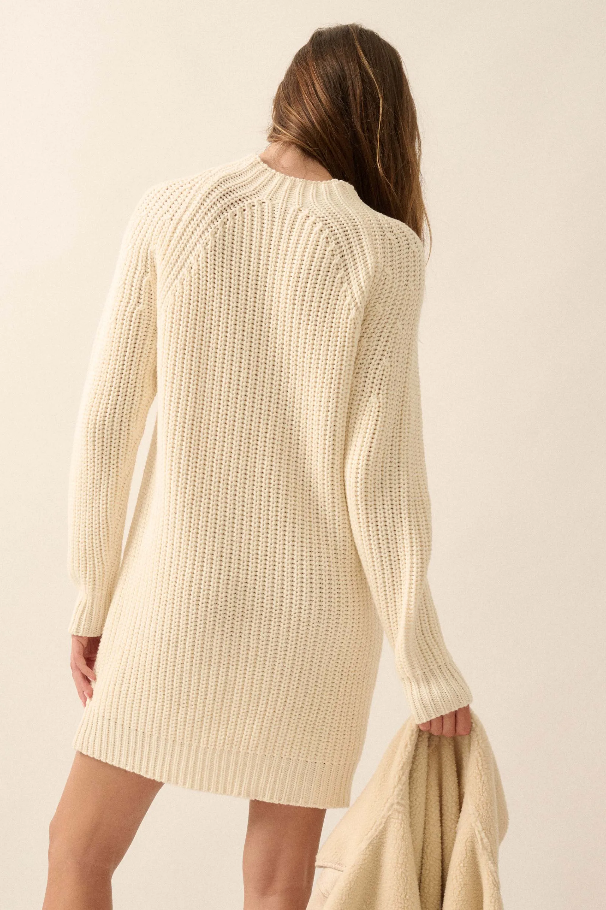 Believe in You Ribbed Knit Mini Sweater Dress