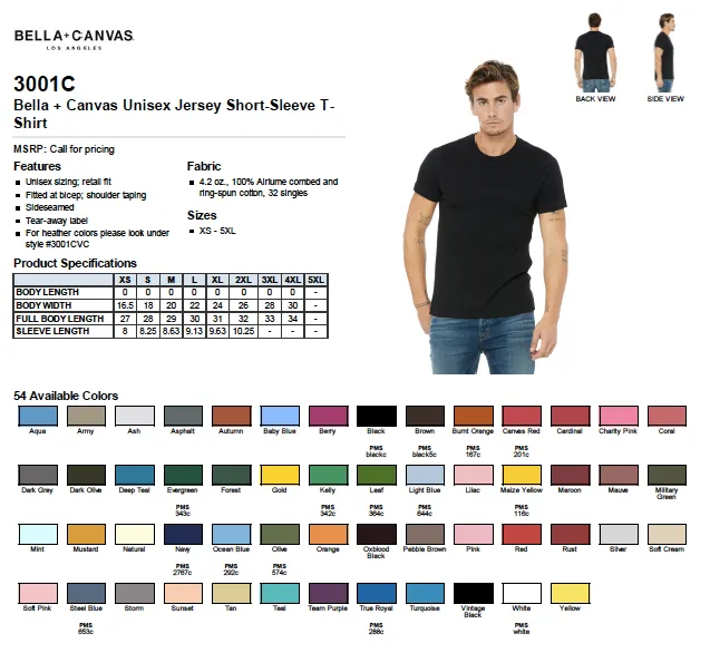 Bella Canvas Unisex Jersey Short Sleeve