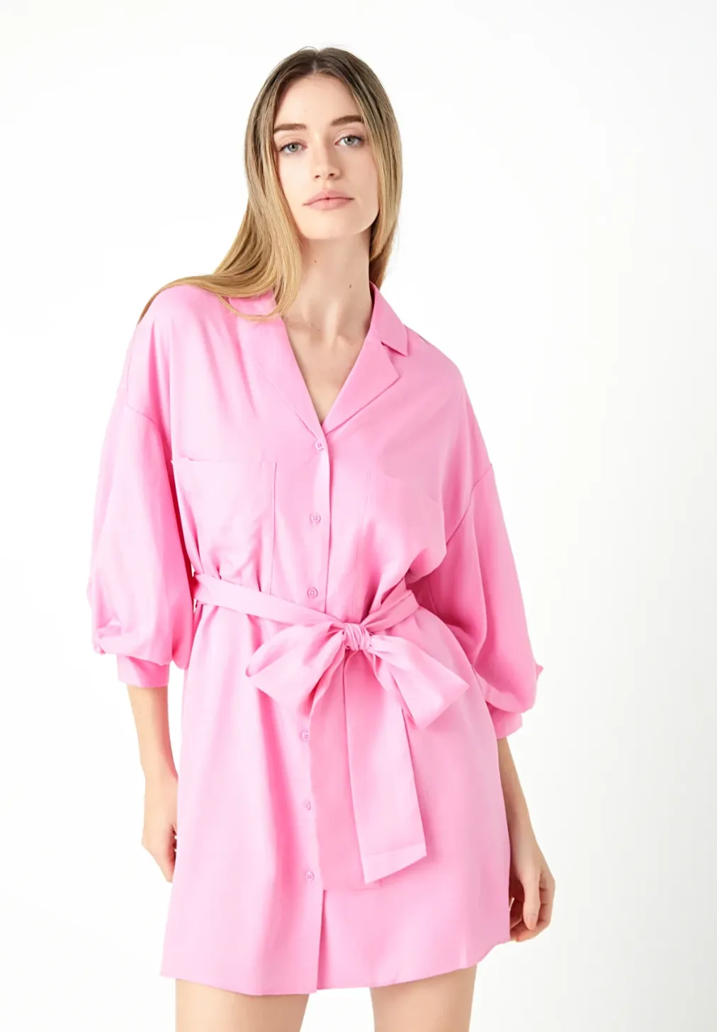 Belted Mini Shirt Dress