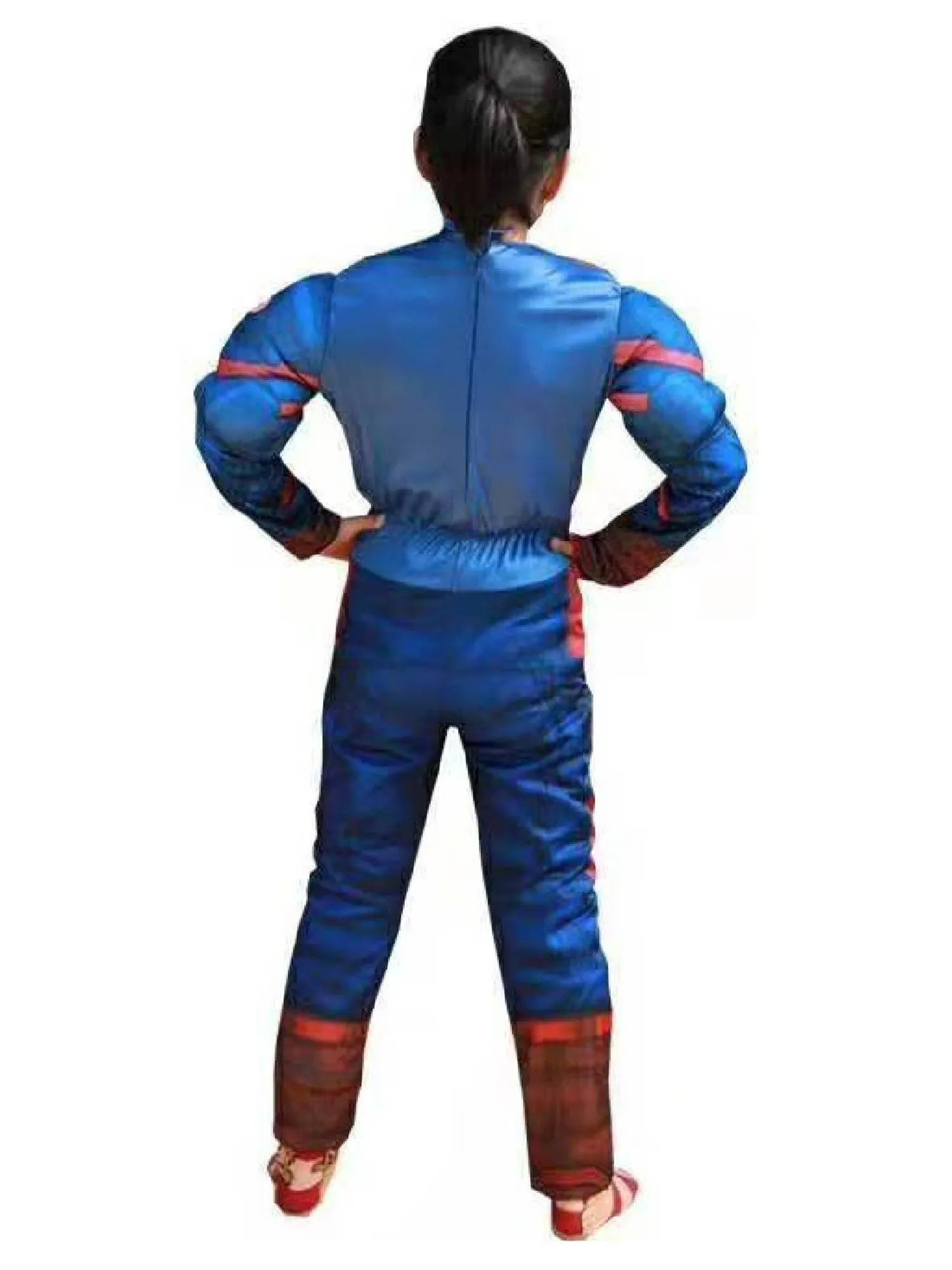 Big Kids Unisex Blue Captain Muscle Halloween Costume 3-8