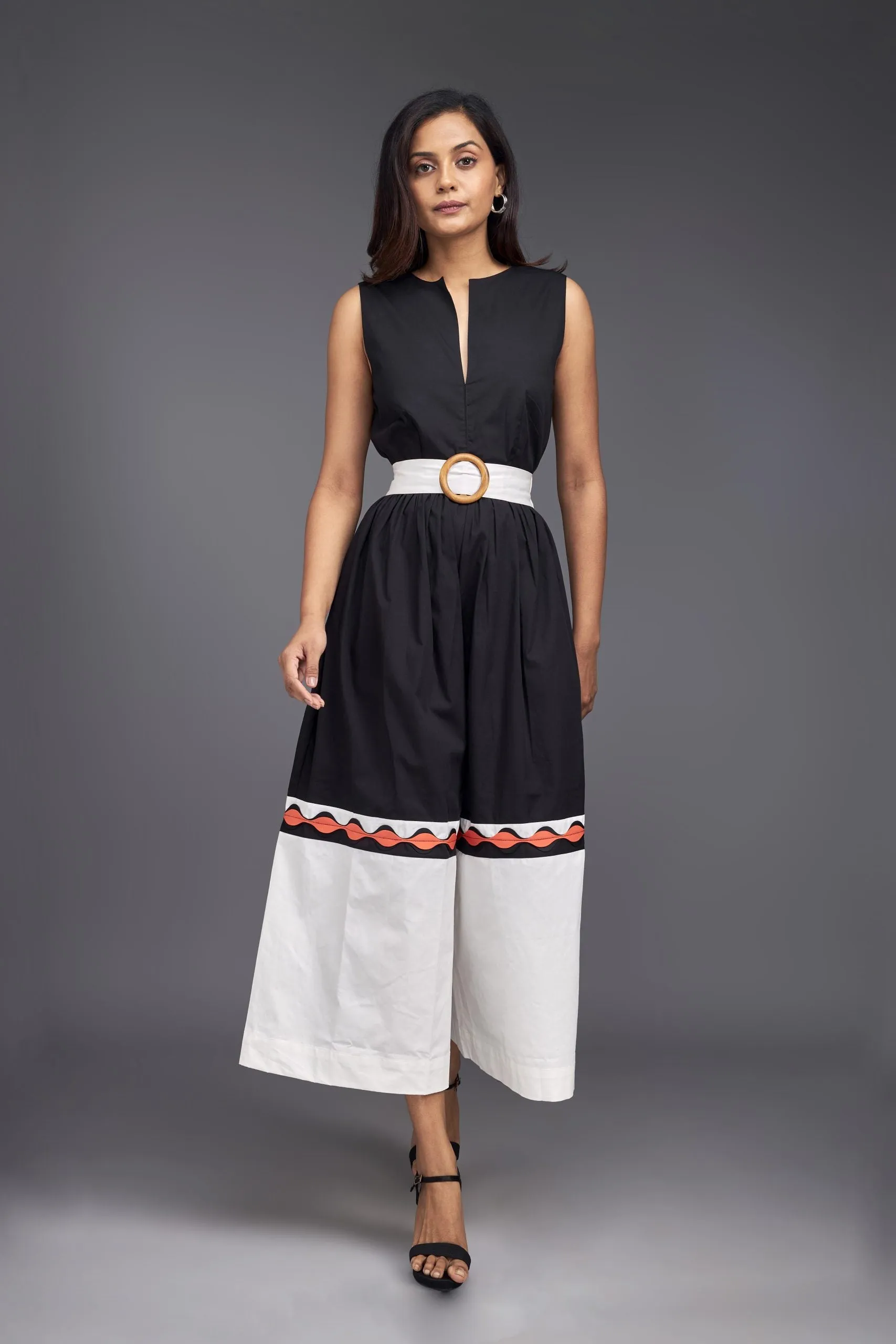 BLACK & WHITE CULOTTE STYLE JUMPSUIT