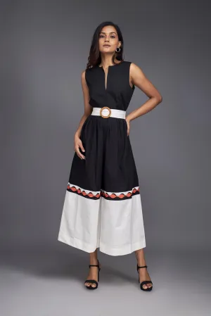 BLACK & WHITE CULOTTE STYLE JUMPSUIT