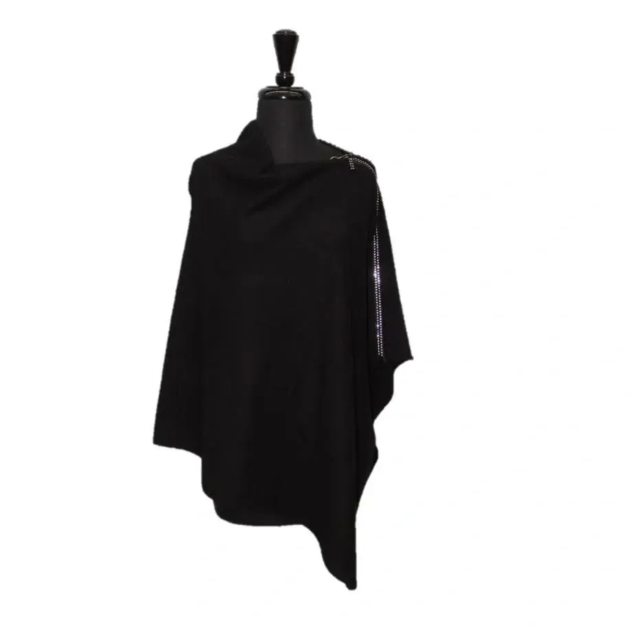 Black Crystal Zip Poncho