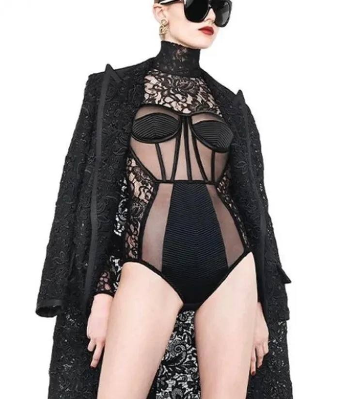 Black Mesh Bodysuit