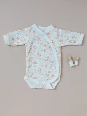 Bodysuit, Apricot Floral, Premium 100% Organic Cotton