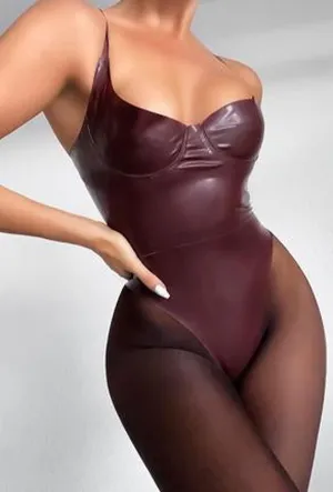 BRIA - LEATHERETTE BUSTIER BODYSUIT