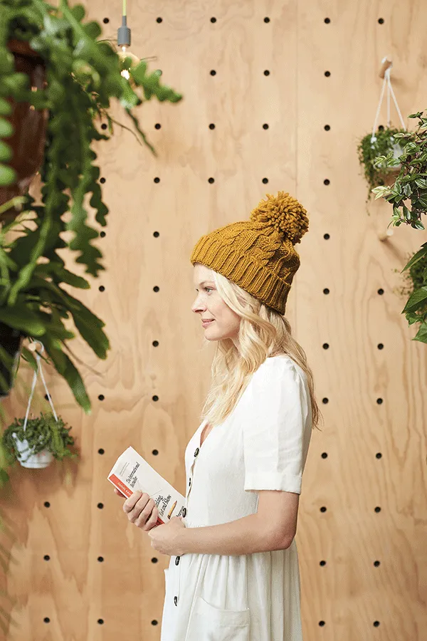 Cable Knit Melange Beanie | NAVY