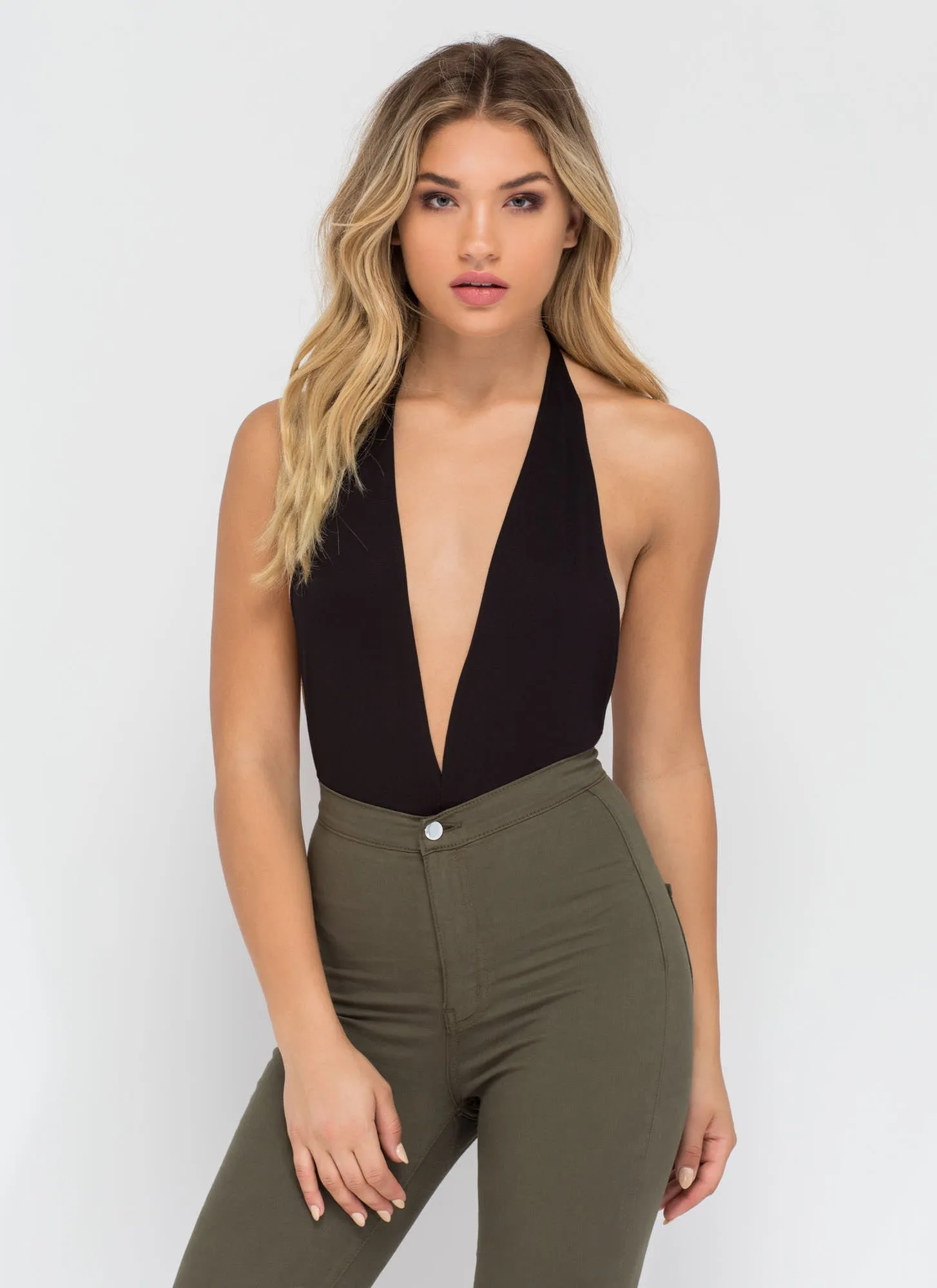 Can You Bare It Plunging Halter Bodysuit