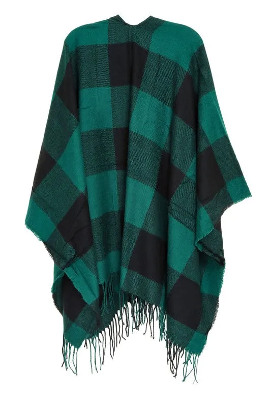 Check Plaid Ruana Poncho | 2 Colors