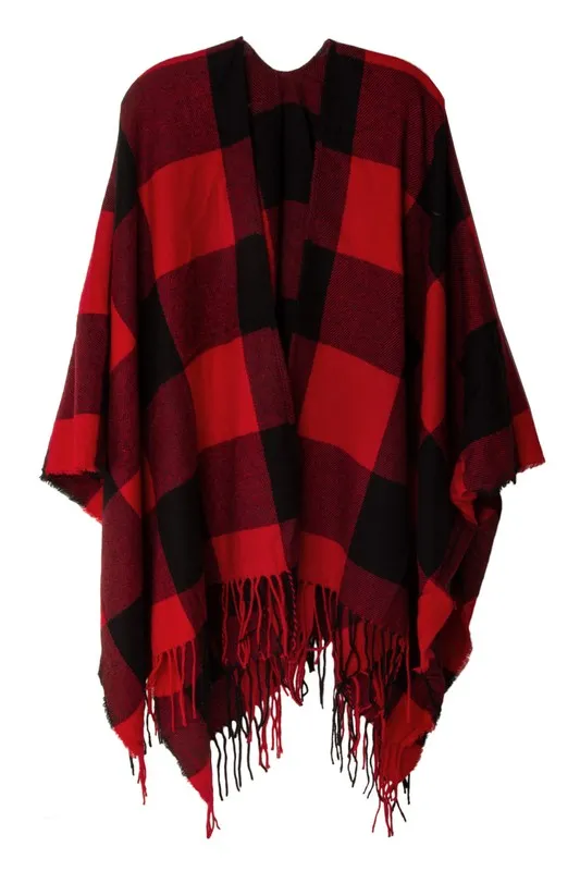 Check Plaid Ruana Poncho | 2 Colors