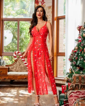 Christmas Lingerie Lace Mesh Nightdress