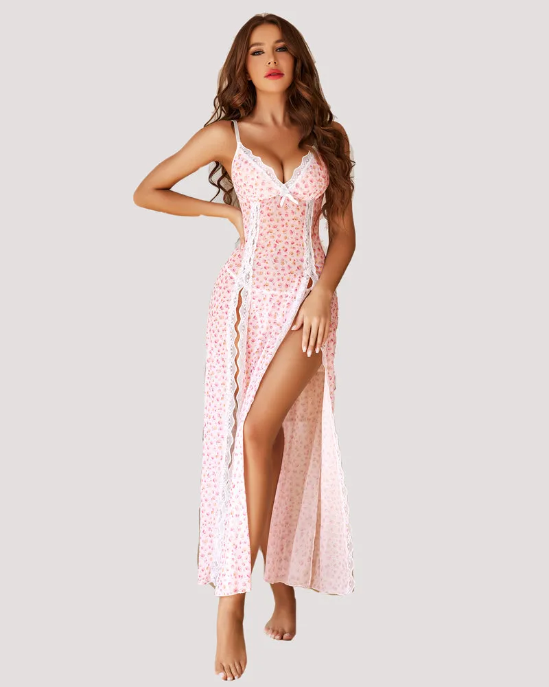 Christmas Lingerie Lace Mesh Nightdress