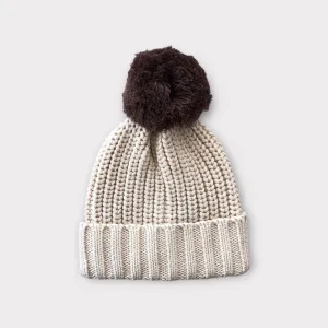 Chunky Knit Beanie | Almond~Dark Brown