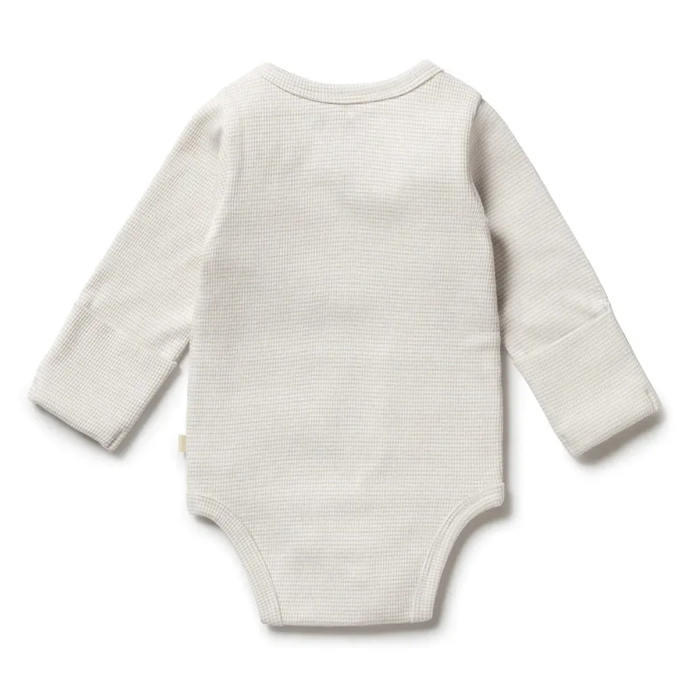 Clay Organic Stripe Rib Kimono Bodysuit