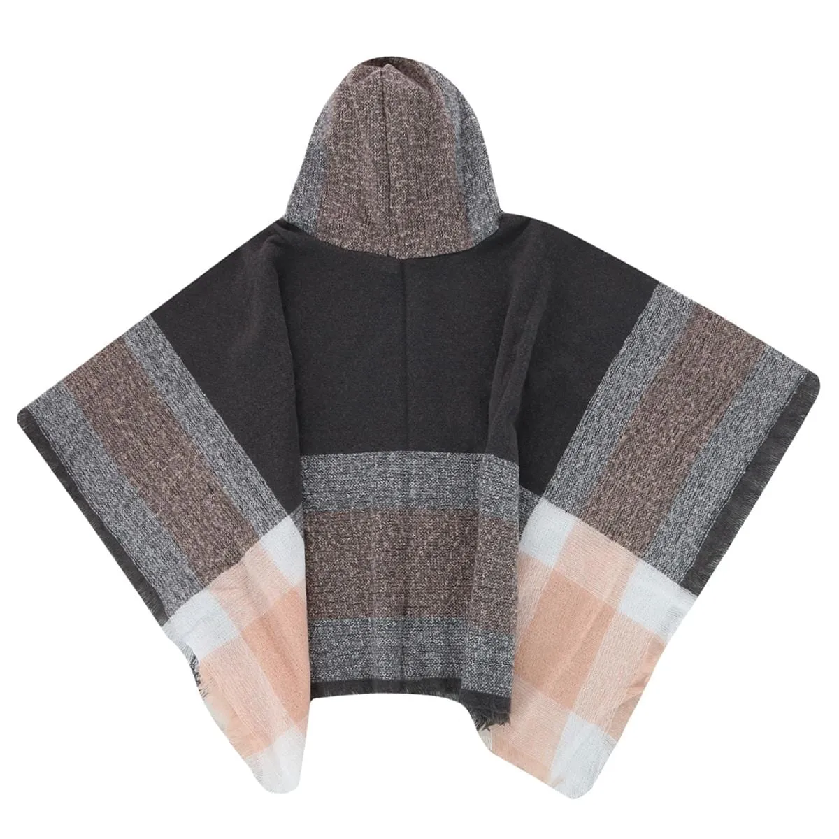 Clear Creek Women's Plaid Winter Scarf Hooded Poncho