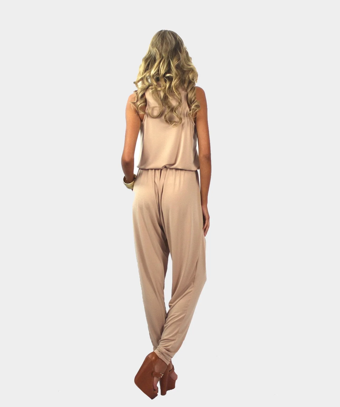 Cream Zipper Front Jumpsuit - The Roma