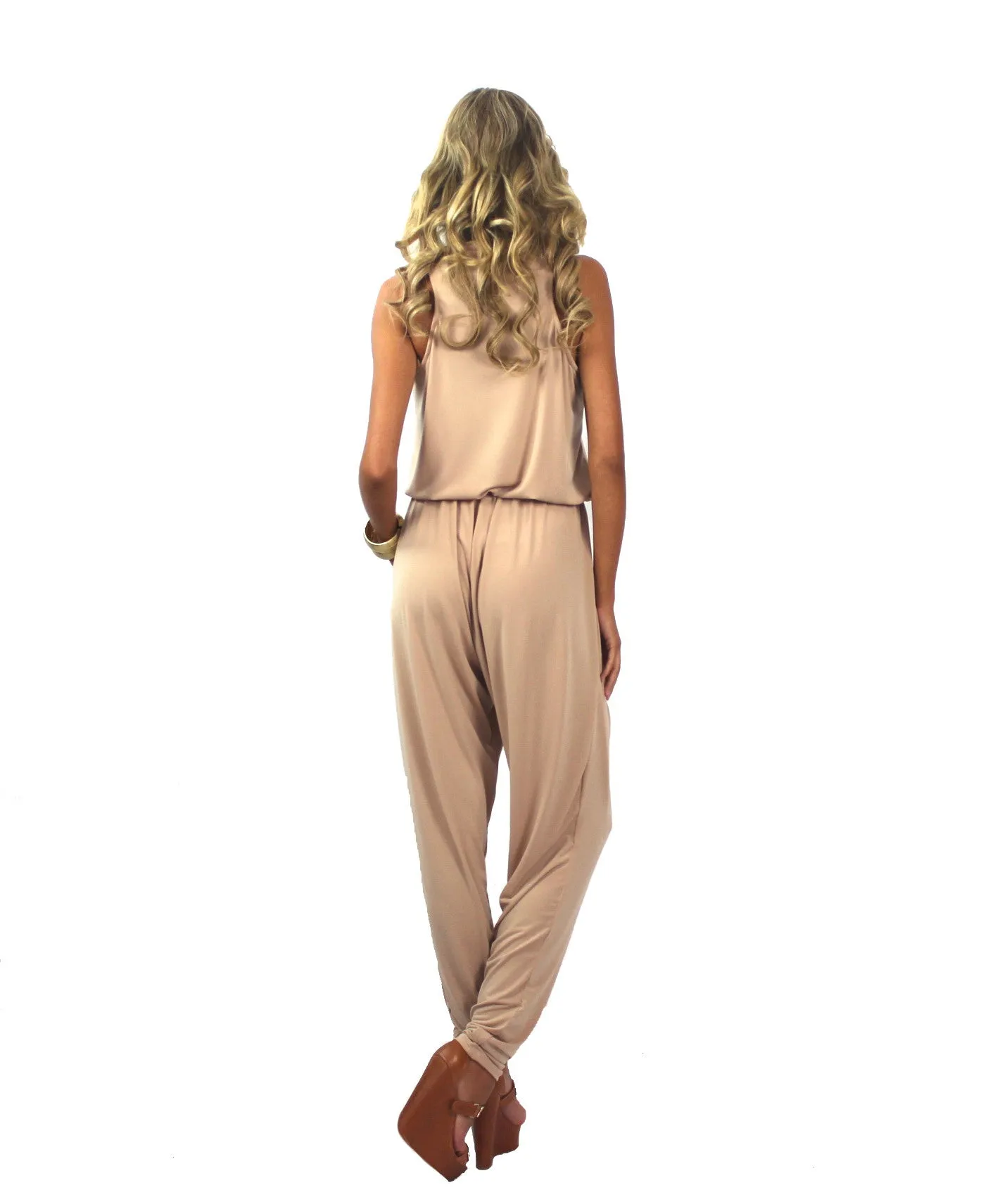 Cream Zipper Front Jumpsuit - The Roma