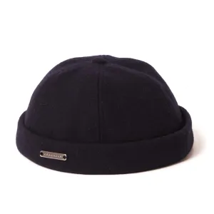 Crown Cap 1-011F Melton Wool Beanie Cap - Navy