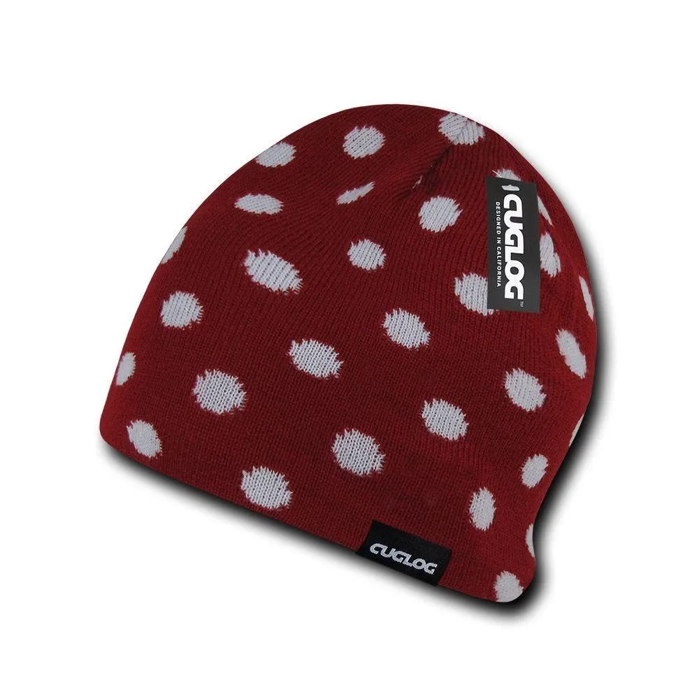 Cuglog Thor Polka Dotted Beanies Lined Knit Winter Caps Hats Ski Skull