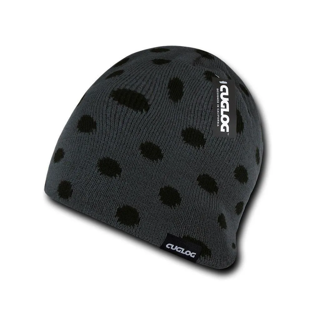 Cuglog Thor Polka Dotted Beanies Lined Knit Winter Caps Hats Ski Skull