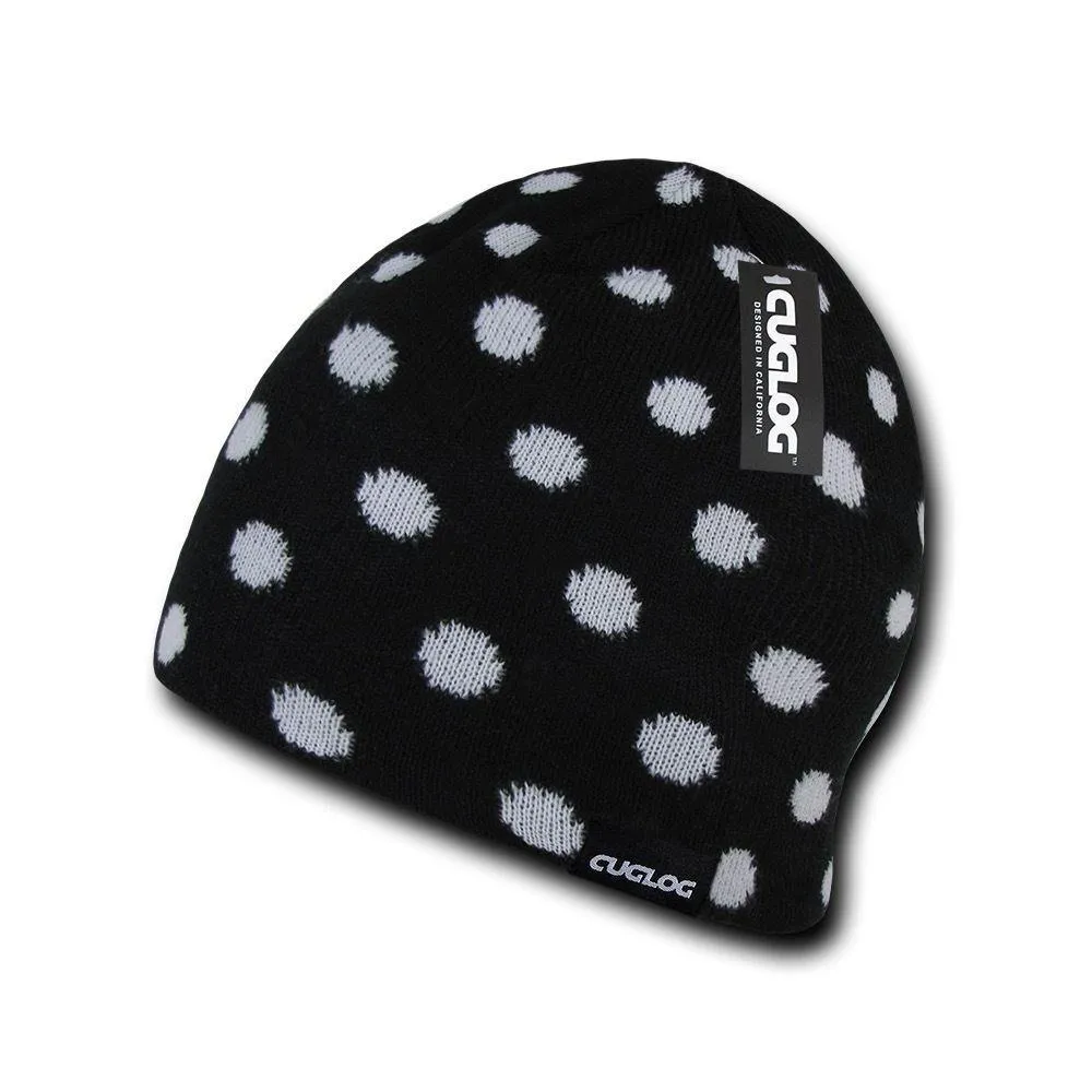 Cuglog Thor Polka Dotted Beanies Lined Knit Winter Caps Hats Ski Skull