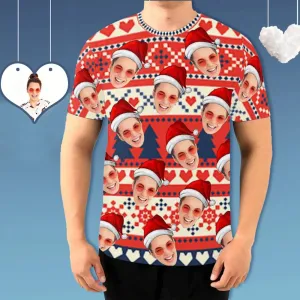 Custom Face Happy Christmas Men's T-shirt