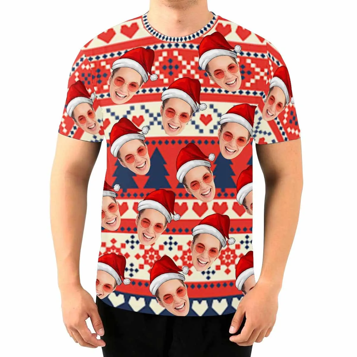 Custom Face Happy Christmas Men's T-shirt