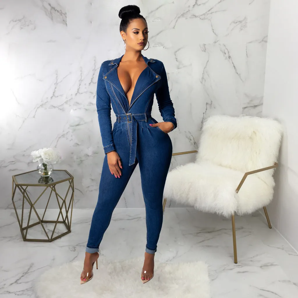 Denim women's bodysuits