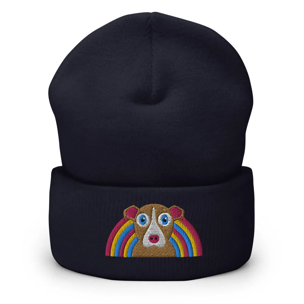 Dog with Rainbow - Cuffed Beanie Hat