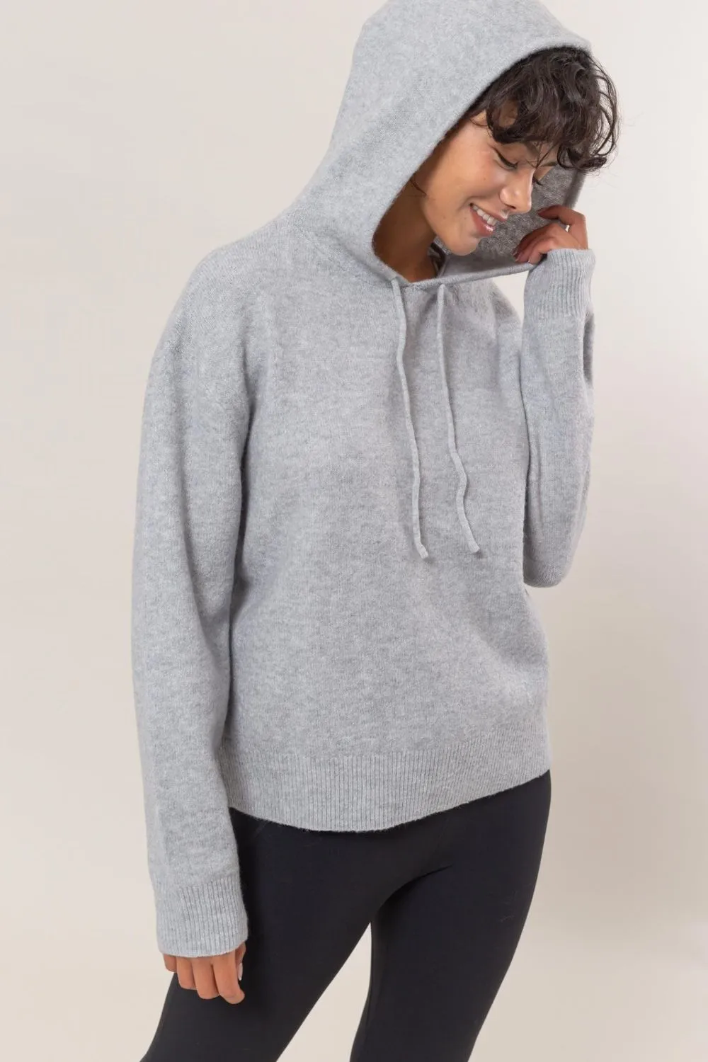 Drawstring Long Sleeve Hooded Sweater