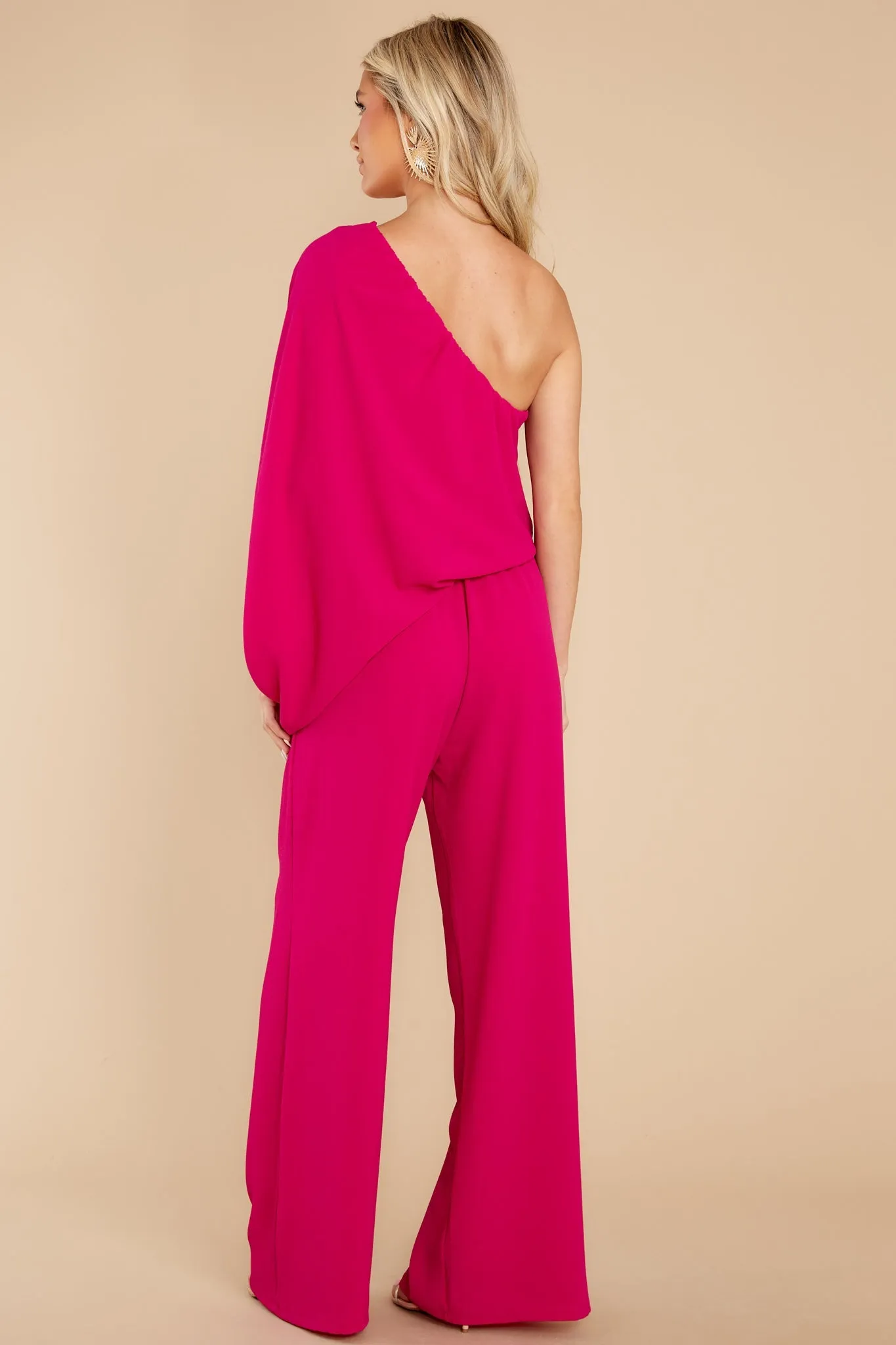 Dreaming Of New Fuchsia One Shoulder Jumpsuit