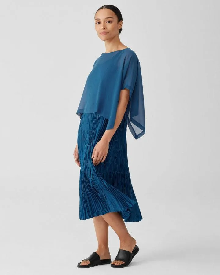 Eileen Fisher Sheer Silk Georgette Cropped Poncho